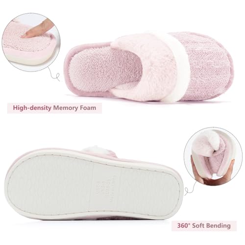 GOEWY Cozy Slippers for Women Indoor and Outdoor Fuzzy House Shoes with Memory Foam Anti-Skid Sole Gifts for Women Mom Ladies