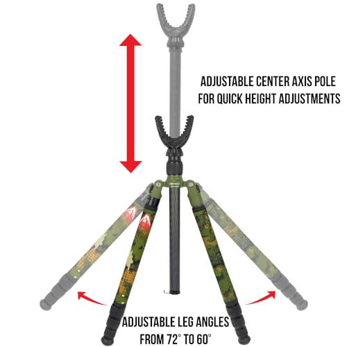 Rekon Gear CFS-1 Ultra-Light Carbon Fiber Shooting Sticks with Non-Marring 360° Y-1 Yoke, Camo Leg Wraps, Twist Lock Legs,...