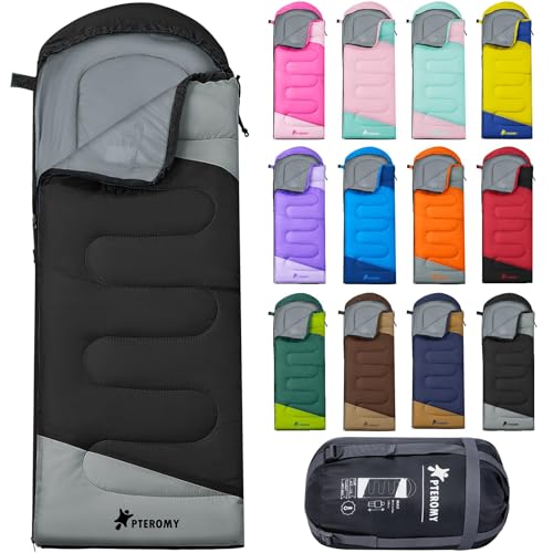PTEROMY Sleeping Bags for Adults, Lightweight and Machine Washable, Water Resistant Backpacking Camping Sleeping Bag for W...