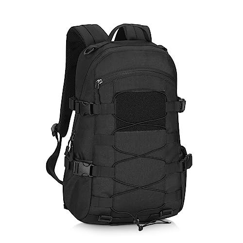 HUNTVP 25L Tactical Backpack Military Backpack MOLLE Bag Outdoor Hunting Rucksack Gear Assault Travel Daily Pack Bag(Black)