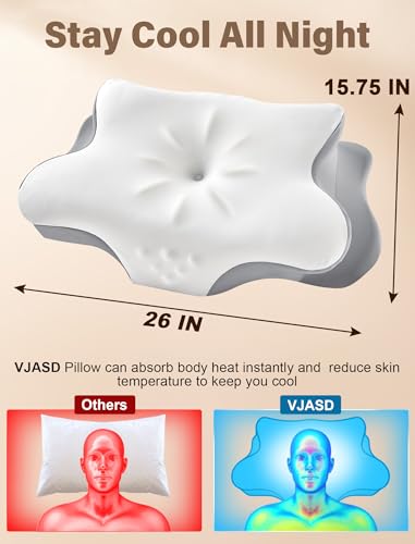Cervical Neck Pillow for Pain Relief – Ergonomic Memory Foam Pillow for Side Sleeper Contour Orthopedic Bed Pillow for Nec...