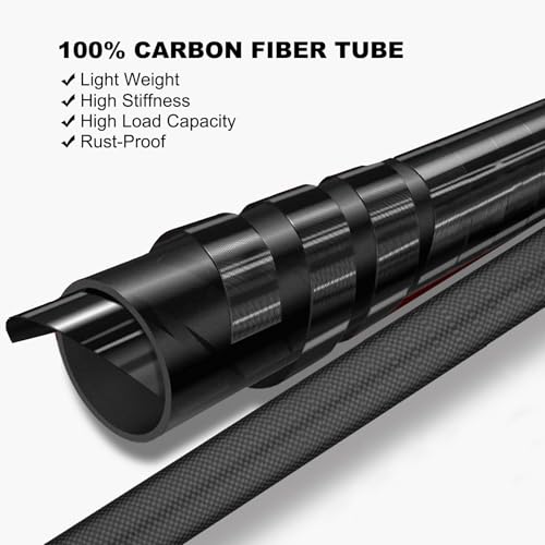 Fzkaly Carbon Fiber Pool Pole, Professional 15 FT Telescoping Swimming Pool Cleaning Pole 4.6 to 15 FT, Ultra-Lightweight ...