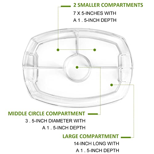 IVYHOME 3-Tier Chilled Serving Tray with Lid, 15" Fruit Ice Serving Platter with 4 Compartments, Shrimp Cocktail Serving D...