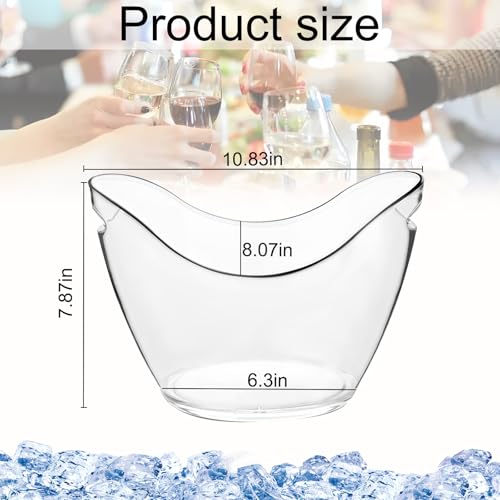 2 Pack Ice Bucket - 4L Clear Acrylic Ice Buckets for Parties, Mimosa Bar Supplies Beverage Tub for Champagne Beer Sparklin...