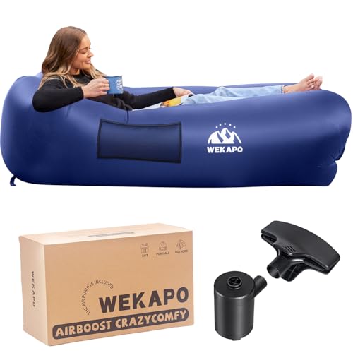 WEKAPO Inflatable Couch with Pump - Easiest Setup, Crazy Comfy & Ultralight - Blow up Lounger Chair Perfect for Hiking, Ca...
