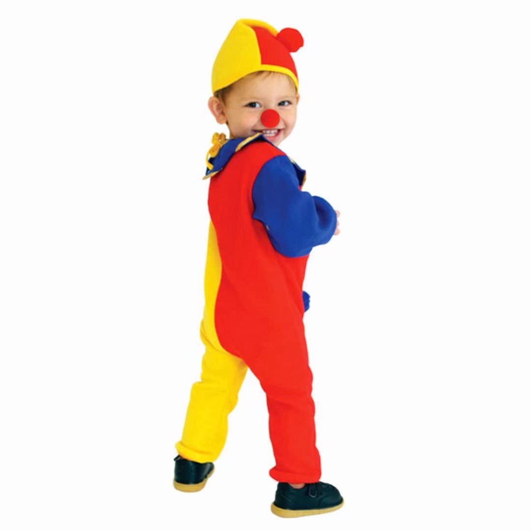 QIAONIUNIU Halloween Kids Clown Costume - Toddlers Dress Up with Clown Nose and Hat, 3-5 Years Old