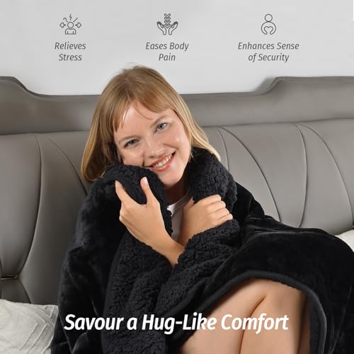 Wemore Sherpa Fleece Weighted Blanket for Adult 15 lbs Dual Sided Cozy Fluffy Heavy Blanket,Ultra Fuzzy Throw Blanket with...