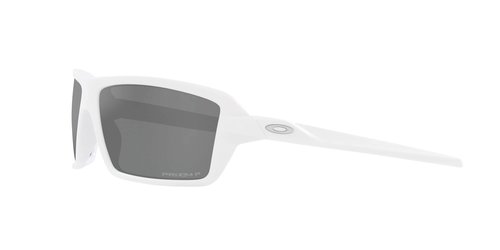 Oakley Men's OO9129 Cables Rectangular Sunglasses, Matte White/Prizm Black Polarized, 63 mm