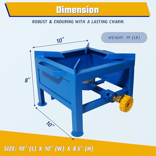Single Burner Propane Stove - Portable Cast Iron High Pressure Outdoor Cooker, Heavy Duty Square Stove, High BTU for Outdo...