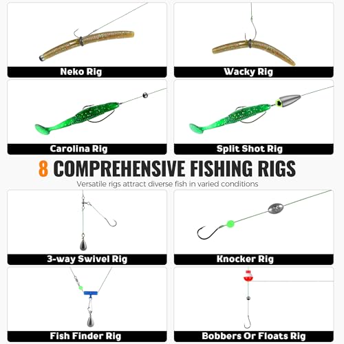 PLUSINNO 253/387pcs Fishing Gear Accessories Kit, Fishing Tackle Box with Tackle Included, Fishing Hooks, Fishing Weights ...