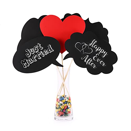Large Blank Photo Booth Props Signs, 11pcs Large Writable Chalkboard Photo Booth Props with Chalk and Sticks, Tvorvik Blan...
