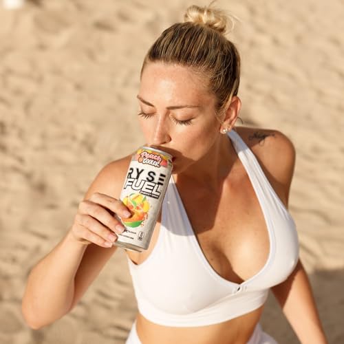 RYSE Fuel Energy Drink | On The Go Energy | 0 Sugars | 0 Calories | Vegan | 200mg Caffeine | 12 Pack (Peach Cooler)