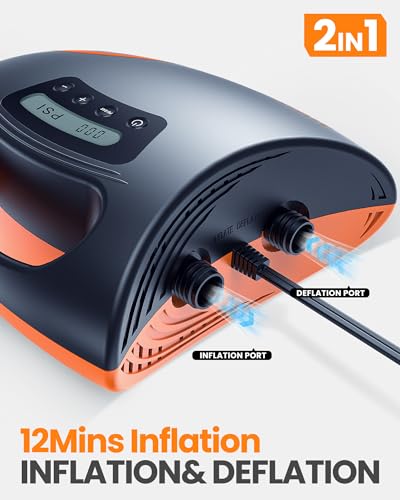 OutdoorMaster 20PSI High Pressure SUP Air Pump Shark - Intelligent Dual Stage Inflation & Auto-Off & Deflation, 12V DC Car...