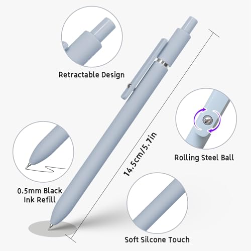 UIXJODO Gel Pens, 5 Pcs 0.5mm Black Ink Pens Fine Point Smooth Writing Pens, High-End Series Pens for Journaling Note Taki...