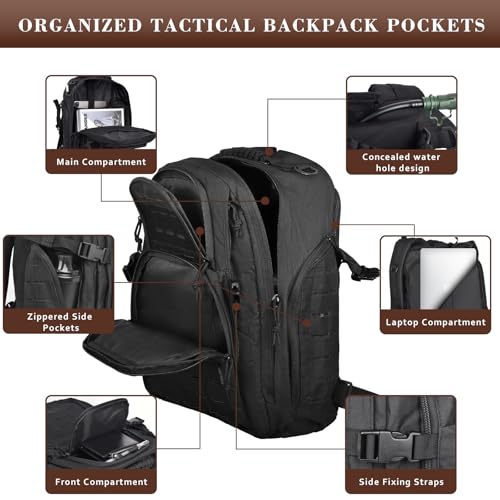 AZULDEZ Military Tactical Backpack for Men, 40L Molle EDC Daypack Work Backpack for Trekking, Army 3 Days Assault Pack & B...