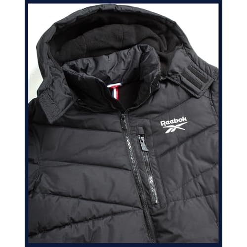 Reebok Mens Winter Jacket - Thick Heavyweight Ski Winter Coat - Warm Insulated Quilted Hooded Puffer Coat for Men