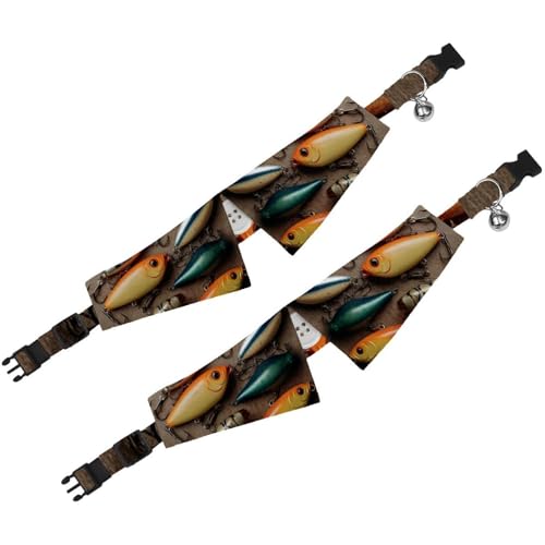 Double Pack Quick-Release Dog Bow Ties – Adjustable 11-12 Inches, Perfect for Hyperactive Pets & Outdoor Adventures (Fishi...