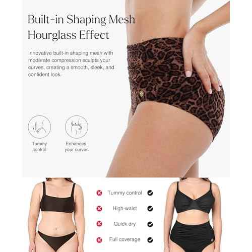 Popilush High Waisted Bikini Sets for Women Tummy Control Shapewear Swimsuit Ruched Push Up Two Piece Bathing Suit