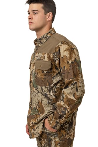 Realtree Men’s Long Sleeve Button Down Camp Shirt – Midweight, Cotton, Breathable Outdoor Shirt for Hunting and Fishing