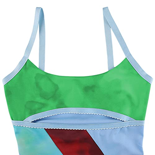 Y2K Dress for Women Summer Sleeveless Rainbow Bodycon Retro Going Out Dress 2000s 70s Halloween Costume