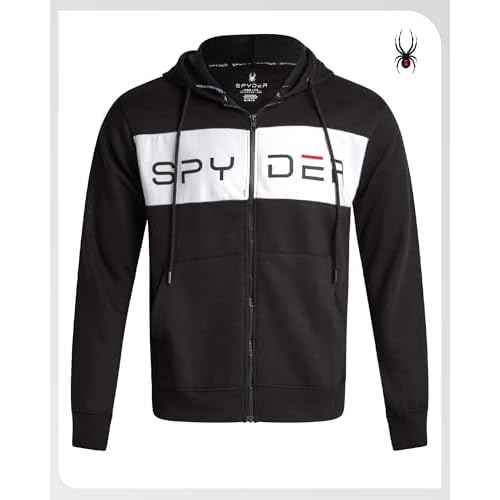 Spyder Mens Zip Up Hoodie - Super Soft Performance Fleece Sweatshirts for Men - Warm Athletic Hoodies for Running Walking Gym