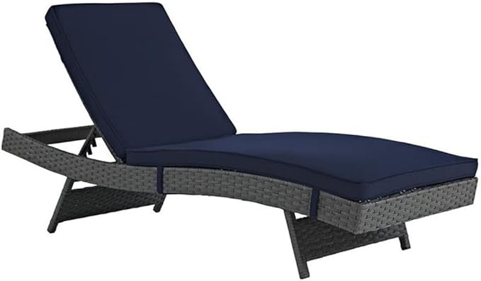Hawthorne Collections Adjustable Patio Chaise Lounge in Canvas Navy