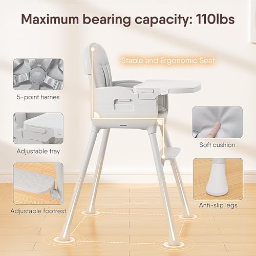 Obee Odee 3-in-1 Portable Baby High Chair for Babies and Toddlers, Convertible Easy Clean Infant Foldable Highchair with A...