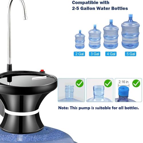 Drinking Water Dispenser Pump, Automatic Electric Drinking Water Bottle Pump for 2-5 Gallon Water Jugs, USB Rechargeable w...