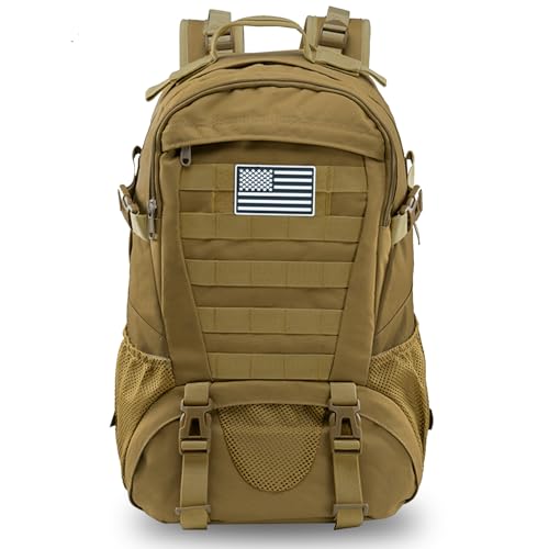 Jueachy Tactical Backpack for Men Hiking Day Pack Molle Military Rucksack Waterproof 30L EDC Bag with USA Flag Patch