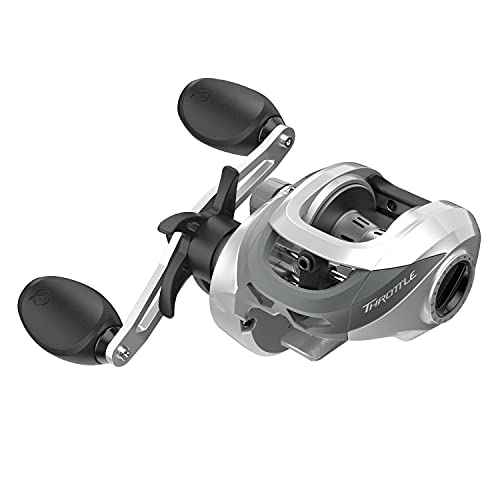 Quantum Throttle Baitcast Fishing Reel, Size 100 Reel, Right-Hand Retrieve, Lightweight Graphite Frame and Side Covers, Continuous Anti-Reverse Clutch, 7.3:1 Gear Ratio, Silver/Black