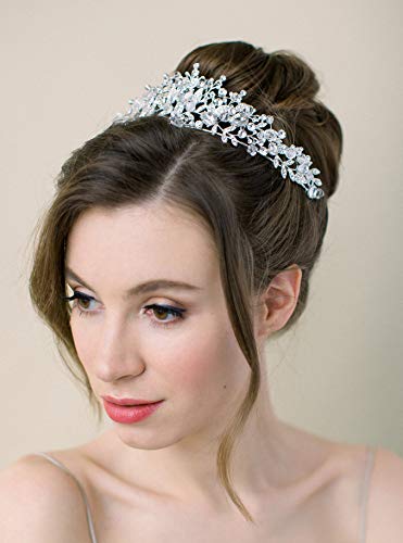 SWEETV Jeweled Wedding Tiaras and Crowns for Women, Metal Princess Tiara Queen Crown for Bride, Bridal Headpieces for Birt...