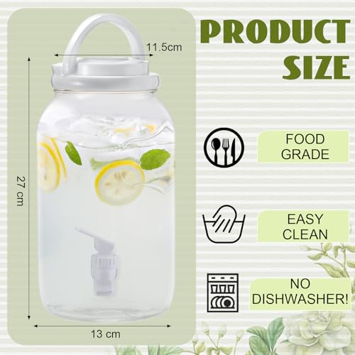 Havawish 2 Pcs 1 Gallon Plastic Beverage Dispenser with Spigot Clear Summer Kitchen Fridge Drink Dispenser for Parties Lem...