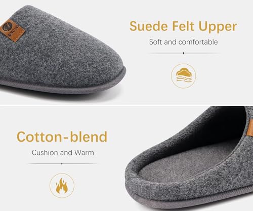 ONCAI Men's House Slippers Memory Foam Slip-On Warm Cozy Scuff Home Bedroom Shoes with Indoor/Outdoor Rubber Soles US Size...