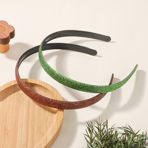 doboi 15 Colors Toddler Headbands Sparkle Plastic Headbands For Girls Glitter Thin Head Bands No Slip Fashion Girls Hard T...