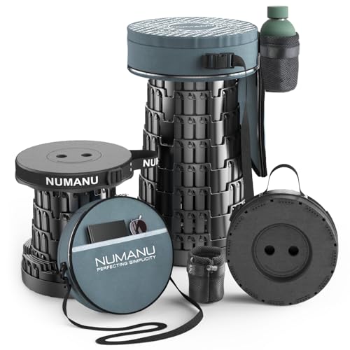 NUMANU 2025 Upgraded Collapsible Stool & 3IN1 Cushioned Carry Bag, 2.5"-18" Height Adjustable Max 620lbs, Portable Retract...