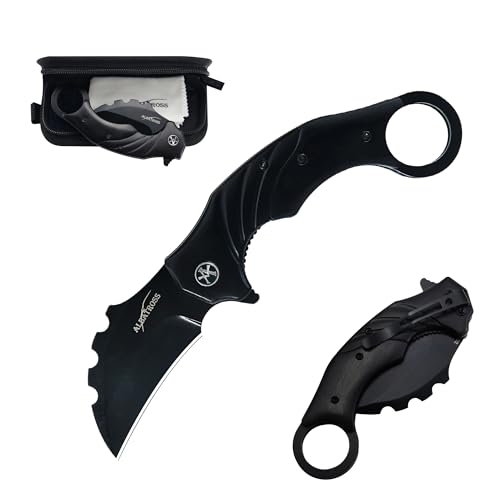 ALBATROSS Tactical Raptor Claw Knife - Premium D2 Steel with Wood & Aluminum Splice Handle | EDC Folding Pocket Knife for ...