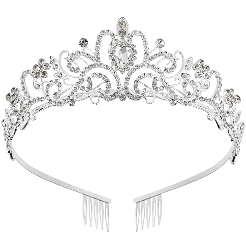Princess Crown for Women, Crystal Queen Tiaras for Girls Bridal Hair Accessories Gifts for Birthday Wedding Prom, Bridal P...
