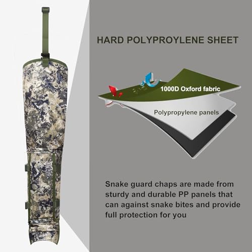 UIIHUNT Snake Chaps Snake Guards: Durable Snake Gaiters Protection Chap, Hunting Gear with Full Protection for Legs