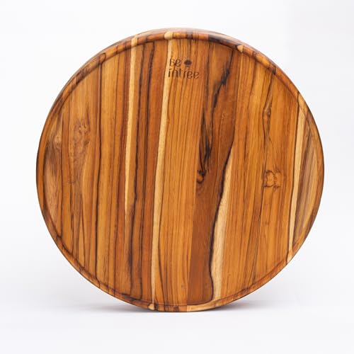 End Grain Rotating Serving Board – Premium Teak Charcuterie Board with Smooth 360° Rotation - Wooden Boards Ideal for Chee...
