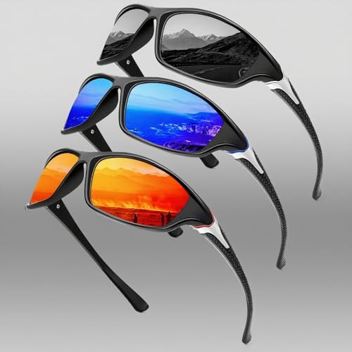 Polarized Sunglasses Men Sports Mens Sunglasses Outdoors for Cycling Driving 3 Pack