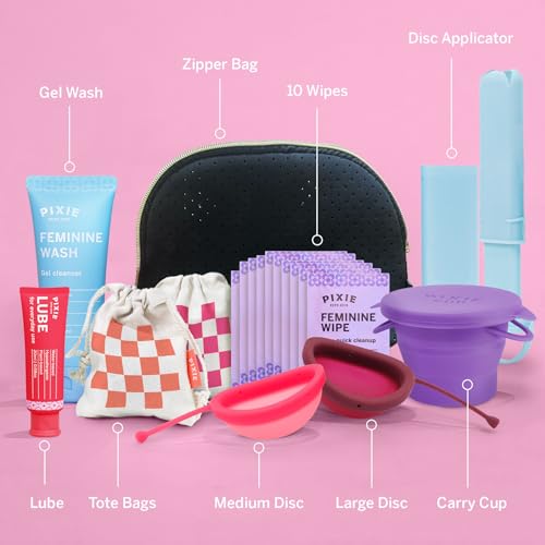 Pixie Menstrual Disc Kit for Feminine Care - Pixie Discs are Designed to Remove Like Tampons - 100% Medical-Grade Silicone...
