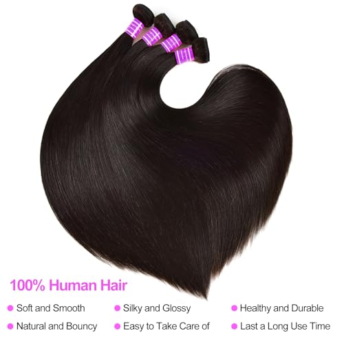 12A Straight Bundles Human Hair 22 24 26 Inch Brazilian Virgin Remy Hair Weave Human Hair Straight Bundles Hair Extension Natural Color