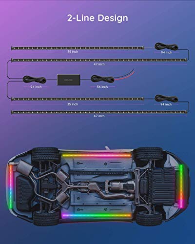 Govee Underglow Car Lights, 4pcs RGBIC Smart LED Lights for Cars with 16 Million Colors and 10 Scene Modes, App Control, N...