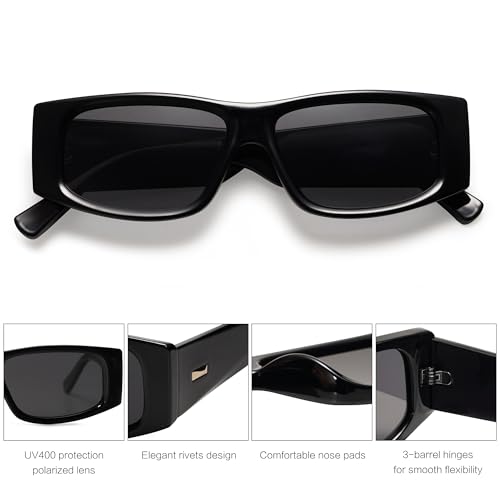 SOJOS Trendy Y2K Rectangle Polarized Sunglasses for Women Men Fashion Designer Rave Sunglasses SJ2228