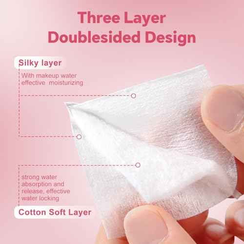 Square Cotton Pads 475 Pcs Makeup Remover Pads Cotton Squares for Face 75 Thick and 400 Ultra-Thin for Daily Skin Care, Pair with Makeup Remover