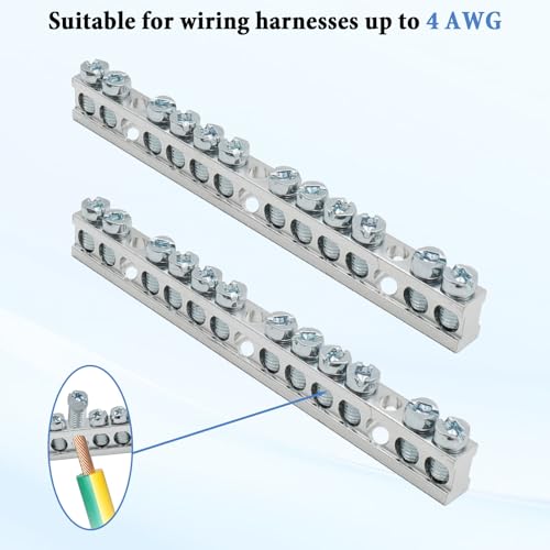 Ground Bar Kit for Square D, 12 Terminal Grounding Bar Compatible with Schneider Electric Load Centers 2 Pack