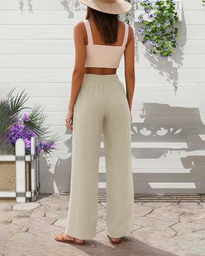Women's Wide Leg Pants Casual Loose Lightweight Drawstring Trouser