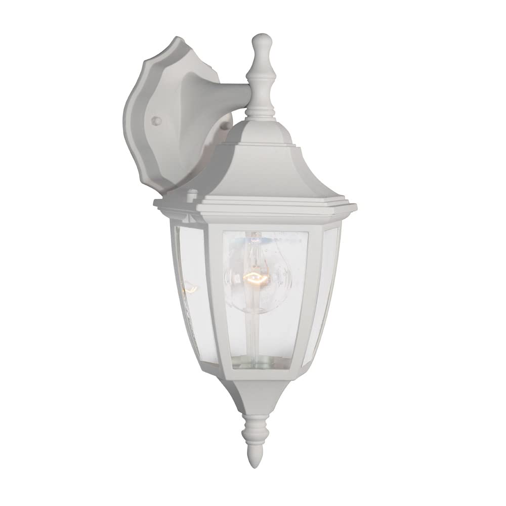 DESIGNERS FOUNTAIN Waterbury Outdoor Light Fixture, 14.25 Inch Exterior Wall Lantern Sconce for Front Door, Patio and Porch, White, 2461-WH