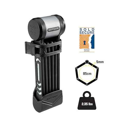Kryptonite Kryptolok 685 Folding Bike Lock, Compact Lightweight High Security Anti-Theft Foldable Bicycle Lock with 2 Keys and Mount for E-Bikes Scooter Road Mountain Bikes, 85cm (33 in)