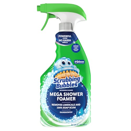 Scrubbing Bubbles Mega Bathroom and Shower Cleaner Spray, Foaming Action Removes Limescale and Soap Scum, Rainshower Scen...